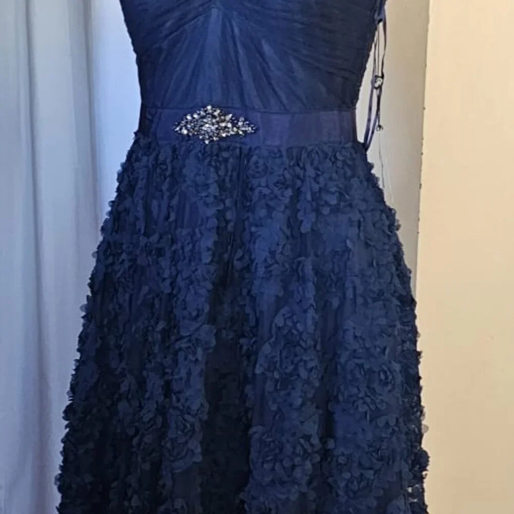 Adrianna Papell Floral Embroidered Illusion Gown - Picture 4 of 16